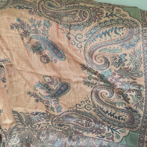 Paisley earth tones large shawl scarf or wrap shades of browns gold green - Picture 12 of 13